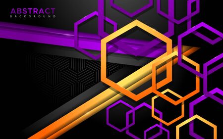 Modern orange and purple with hexagon shape background. abstract geometric shape background
