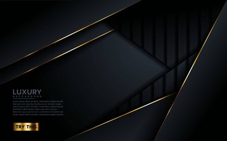 luxury dark background with golden lines combinations. Abstract modern backgroundのイラスト素材