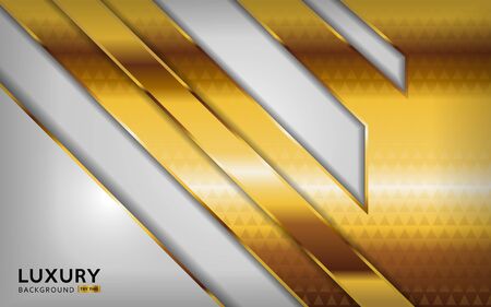 luxurious premium white abstract background with golden lines. Overlap textured layer design. Realistic light effect on textured background. Vector illustration template design.のイラスト素材