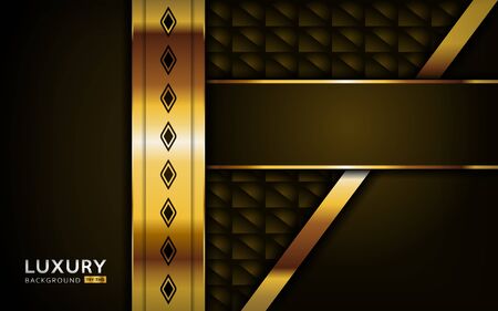 luxurious premium golden brown abstract background with golden lines. Overlap textured layer design. Realistic light effect on textured background. Vector illustration template design.のイラスト素材