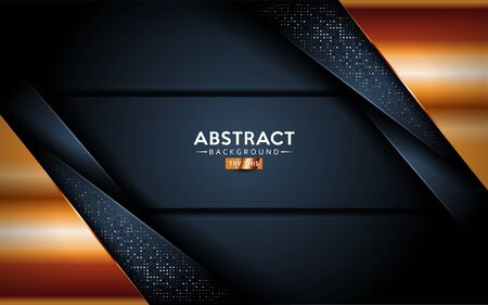 luxurious premium dark navy abstract background with golden lines. Overlap textured layer design. Realistic light effect on textured background. Vector illustration template design.のイラスト素材