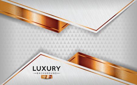 Elegant white overlap background vector with golden line. Vector illustrationのイラスト素材