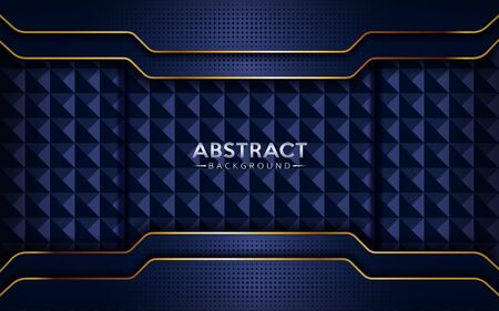 Modern abstract dark navy blue background with golden lines. Background template designs.のイラスト素材