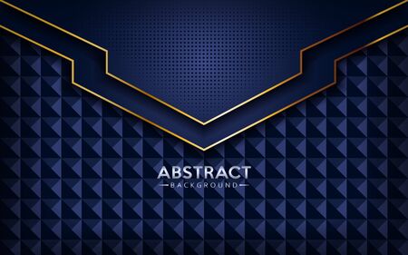 Modern abstract dark navy blue background with golden lines. Background template designs.のイラスト素材