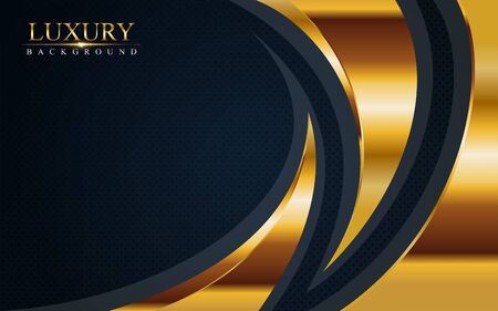 luxurious dark navy blue background with golden lines. Elegant modern background designのイラスト素材