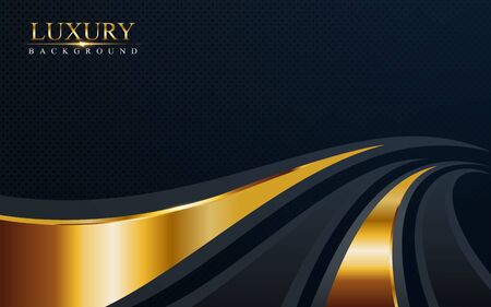 luxurious dark navy blue background with golden lines. Elegant modern background designのイラスト素材