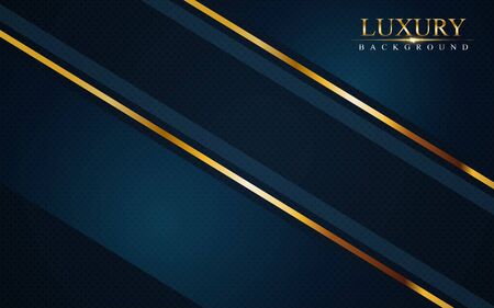 luxurious dark navy blue background with golden lines. Elegant modern background designのイラスト素材