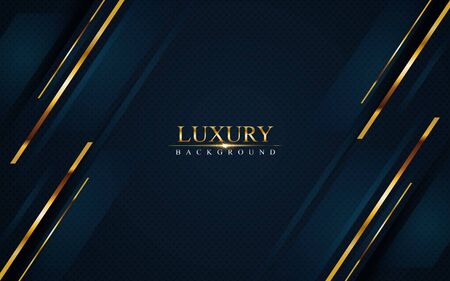 luxurious dark navy blue background with golden lines. Elegant modern background designのイラスト素材