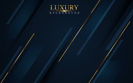 luxurious dark navy blue background with golden lines. Elegant modern background designのイラスト素材