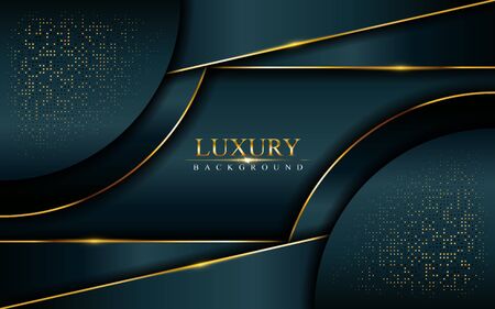 Luxurious dark background combine with golden lines and textured overlap layer design. Graphic design templateのイラスト素材