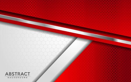 Modern abstract white and red background with 3D Overlap layers effect. Graphic design elements.のイラスト素材