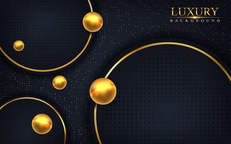 Luxurious navy dark background combine with golden shape element. Modern design backgroundのイラスト素材