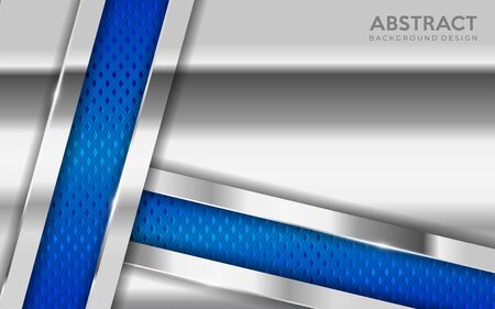 Shinny metal silver background combine with blue textured overlap layer. Abstract background designのイラスト素材