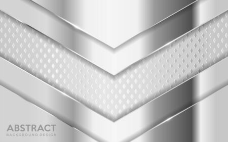 Shinny metal silver background combine with white textured overlap layer. Abstract background designのイラスト素材