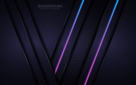 Modern navy tech abstract graphic design with blue and purple neon laser lines. Futuristic background. Vector illustrationのイラスト素材