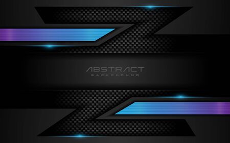 Dark black carbon with modern shinny gradient lines in 3d abstract style background. Vector graphic illustration.のイラスト素材