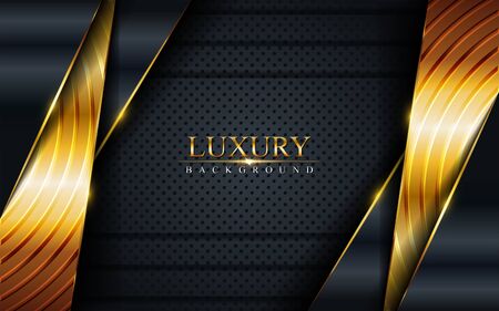 Luxurious dark background with golden lines. Modern vector illustration designのイラスト素材