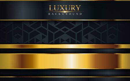 Luxury dark background with golden lines and abstract shape. Vector graphic illustrationのイラスト素材