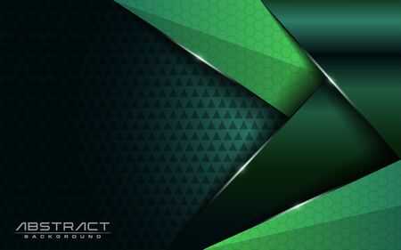 Abstract modern dark background with light green blue gradient lines. Overlap modern background. Vector graphic illustrationのイラスト素材