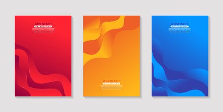 Modern fluid abstract colorful poster design set. Vector graphic illustrationのイラスト素材