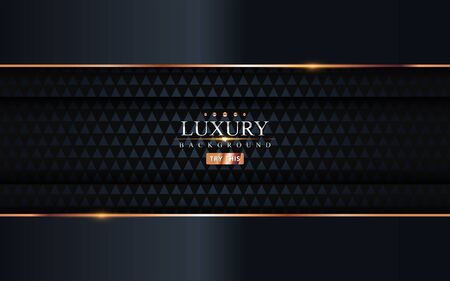 Dark grey with golden lines luxury abstract background design. Vector graphic illustrationのイラスト素材