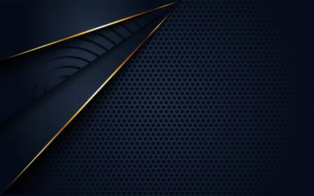 Modern dark 3d abstract background with circular and golden line shape. Elegant backgroundのイラスト素材