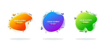 Modern abstract dynamic fluid liquid set. Graphic template element. Vector graphic illustrationのイラスト素材