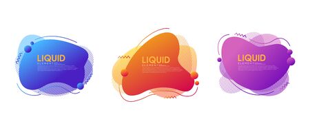 Modern abstract dynamic fluid liquid set. Graphic template element. Vector graphic illustrationのイラスト素材