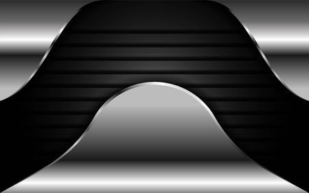Modern 3d dark background with abstract metallic silver shape design. Graphic design element.のイラスト素材