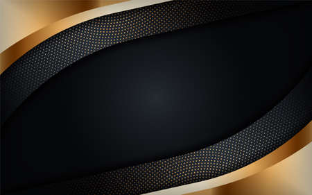 Abstract luxury dark background with golden lines combinations. Modern futuristic background. Graphic design templateのイラスト素材