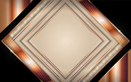 Luxury black background with golden lines combination. Graphic design template. Vector illustrationのイラスト素材