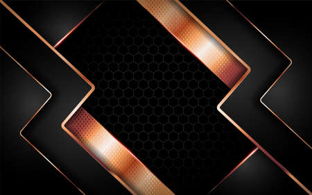 Luxury black background with golden lines combination. Graphic design template. Vector illustrationのイラスト素材