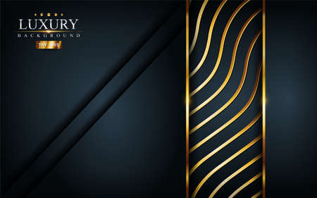 Luxury dark background with golden lines composition. Graphic design element. Vector illustrationのイラスト素材