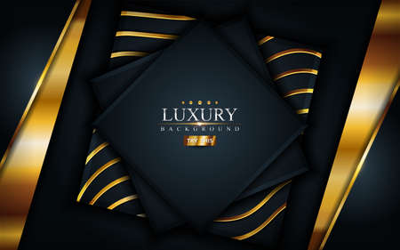 Luxury dark background with golden lines composition. Graphic design element. Vector illustrationのイラスト素材