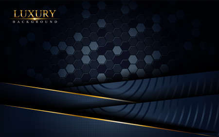 Luxury dark navy background with golden lines composition. Graphic design element. Vector illustrationのイラスト素材