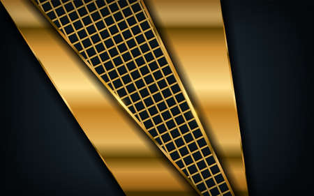 Luxury dark navy background with golden lines combination. Graphic design element. Vector illustrationのイラスト素材