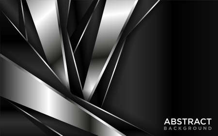 Abstract Black Gradient Background Combined with Futuristic Silver Lines. Graphic Design Element.のイラスト素材