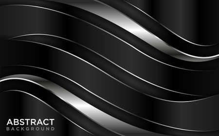 Abstract Black Gradient Background Combined with Futuristic Silver Lines. Graphic Design Element.のイラスト素材