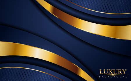 Modern Navy Blue Background Combined with Golden Lines Element. Graphic Design Element.のイラスト素材