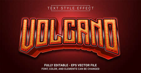 Red Volcano Text Style Effect. Editable Graphic Text Template.のイラスト素材