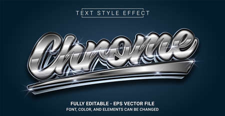 Chrome Text Style Effect. Editable Graphic Text Template.のイラスト素材