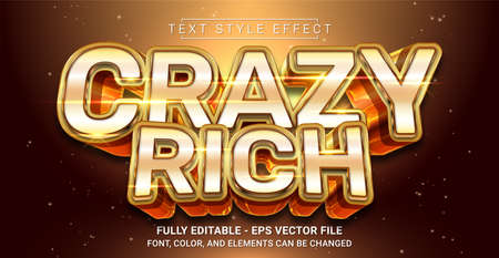 Crazy Rich Text Style Effect. Editable Graphic Text Template.のイラスト素材