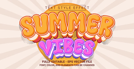 Summer Vibes Text Style Effect. Editable Graphic Text Template.のイラスト素材