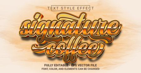 Signature Coffee Text Style Effect. Editable Graphic Text Template.