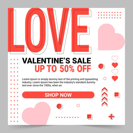 Valentine's day sale poster, flyer, brochure template. Vector illustration.のイラスト素材