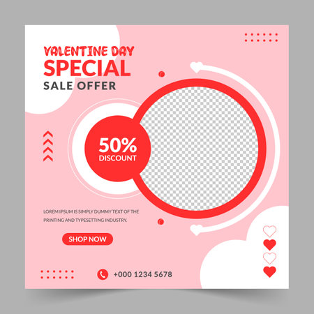 Social media post template for valentine's day. Vector illustration.のイラスト素材