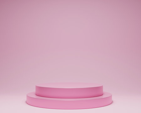 Abstract minimal scene with pink podium. Award ceremony concept. 3d renderの写真素材