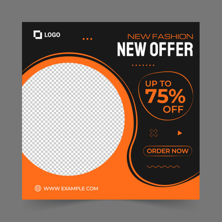 Social media template design. Brochure layout. Orange color. Editable vector illustration.のイラスト素材