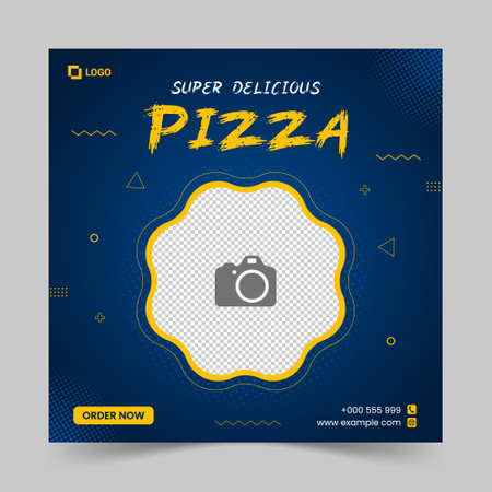 Pizza social media post template. Food flyer design. Vector illustrationのイラスト素材