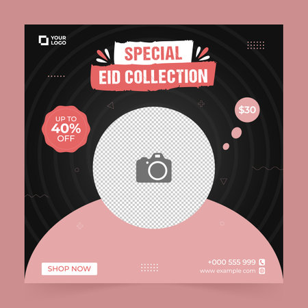 Eid Sale Promotion Square Banner Template. Suitable for Web Promotion and Social Media Template Post. Vector Illustration.のイラスト素材
